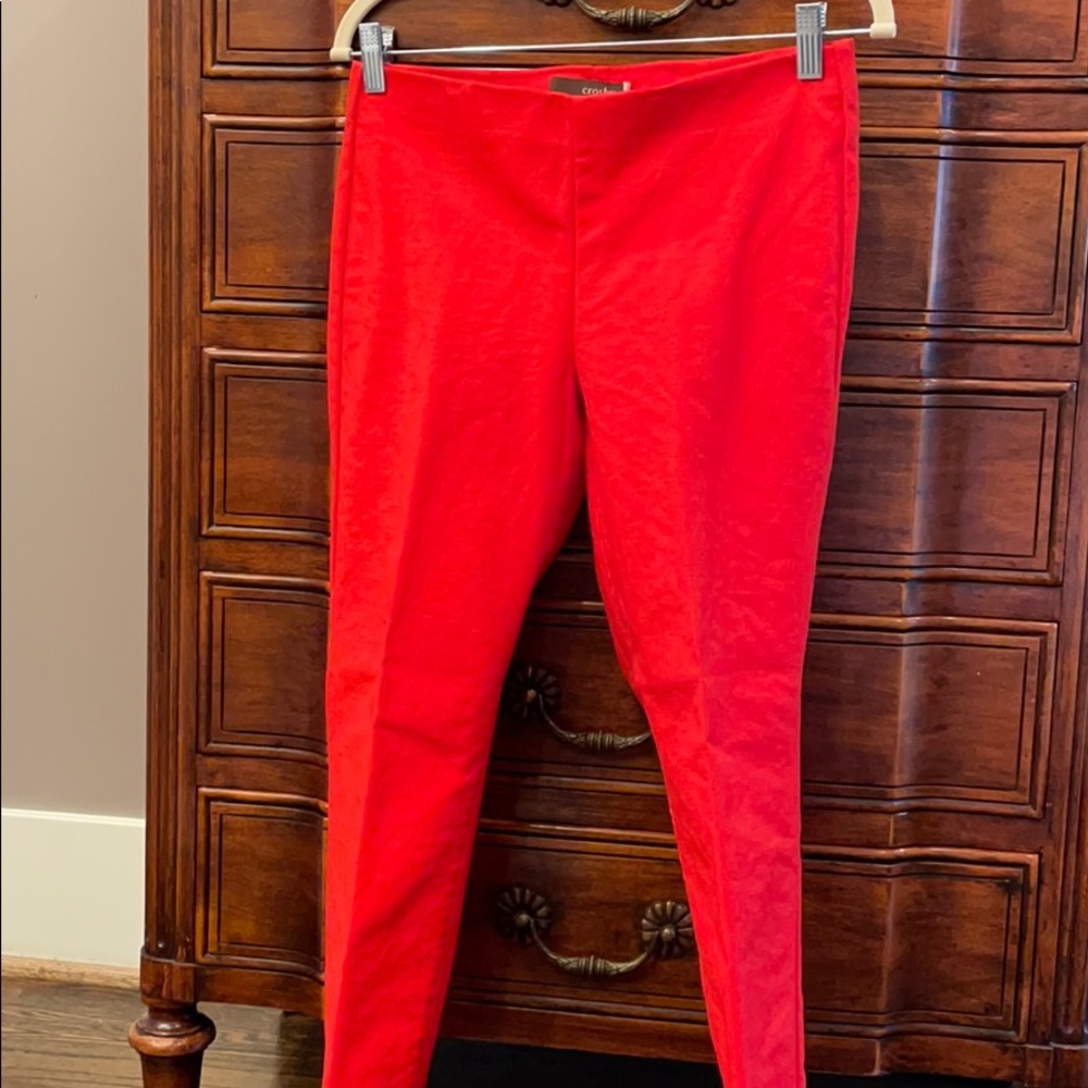 Red skinny leg pants